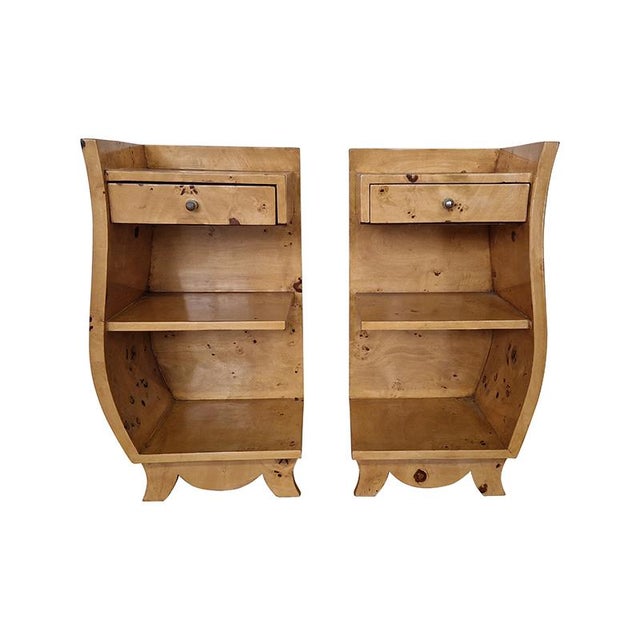 Brown Art Deco Line Bedside Tables, 1980s, Set of 2 For Sale - Image 8 of 8