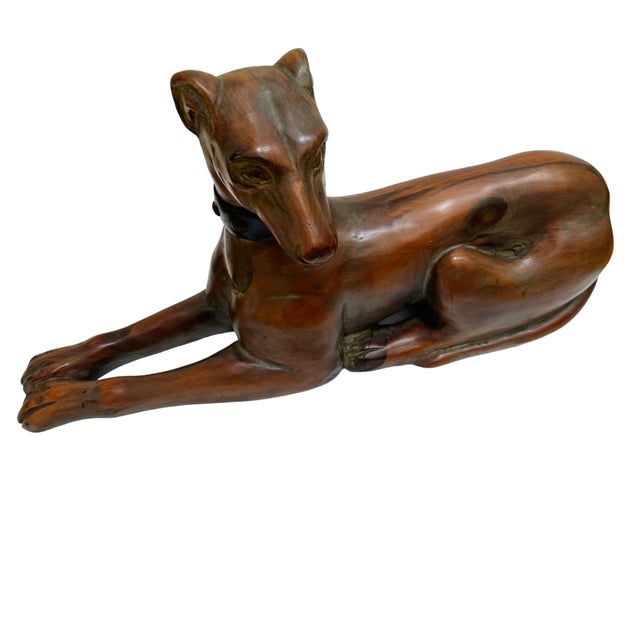 Wood Italian Greyhound Dog Hand Carved Wood Sculpture on Stand For Sale - Image 7 of 10