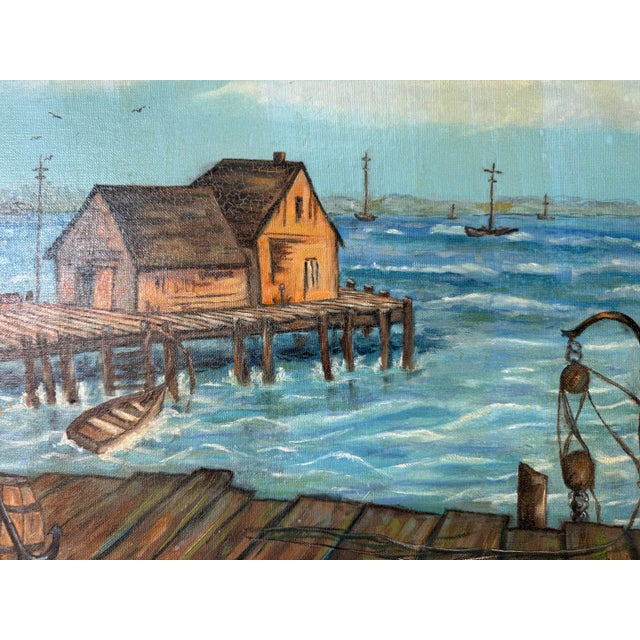 Vintage “Polo” Coastal Impressionist Oil on Masonite Board – Framed For Sale - Image 4 of 12