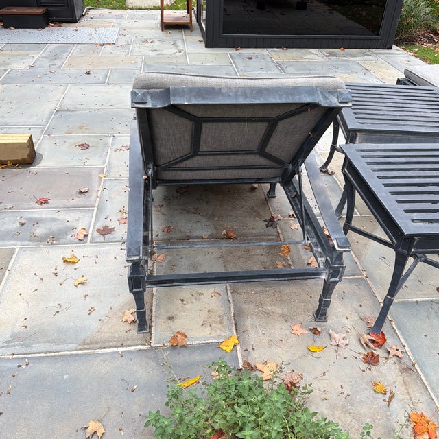 Restoration Hardware Antibes Zinc Chaise Lounge Chairs With Cushions ($1500 for Pair $750 Each) For Sale - Image 9 of 11