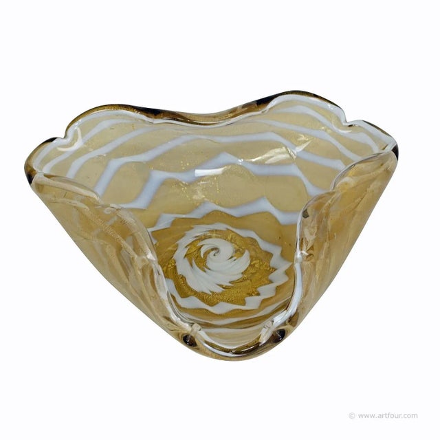 Late 20th Century Ercole Barovier - Barovier & Toso Attr. Zebrato Bowl Ca. 1960ties For Sale - Image 5 of 5