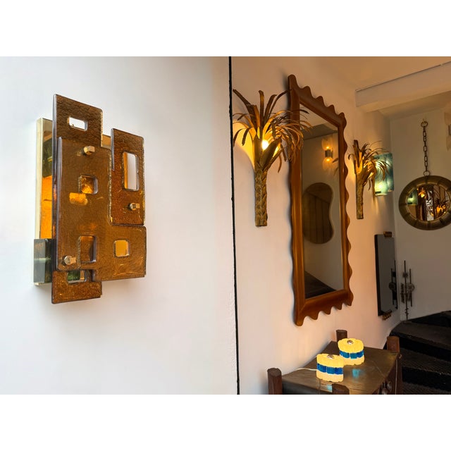 Contemporary Pair of Geometry Cola Murano Glass and Brass Sconces, Italy For Sale - Image 10 of 12