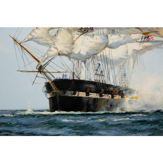 Maritime Oil Painting of Shannon Battling Chesapeake by Henry Scott r.s.A. For Sale - Image 10 of 18