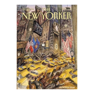 1995 Vintage New Yorker Cover, April 10 (Edward Sorel), Original New Yorker Magazine Cover, City Life, New York City, Taxis For Sale