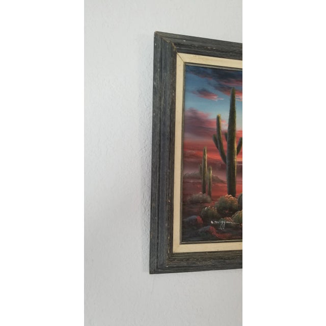 B Duggar Vintage Desert With Cactus Landscape Painting For Sale - Image 9 of 11