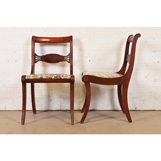 Kindel Furniture Style Regency Carved Mahogany Side Chairs or Dining Chairs, Pair For Sale - Image 9 of 11