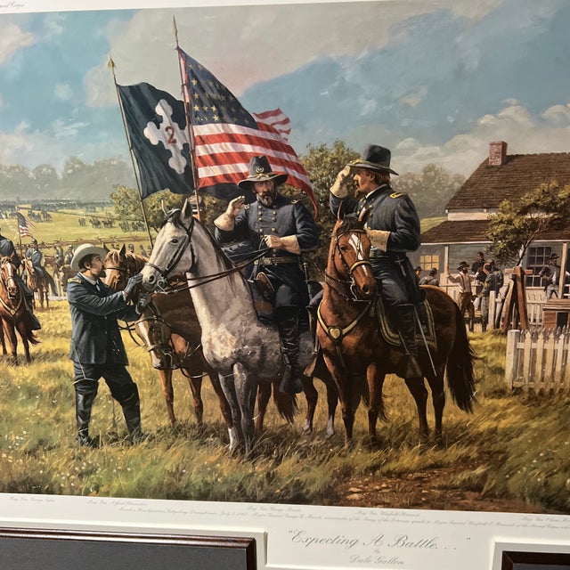 1999 Original Print Signed Numbered by Dale Gallon Framed Titled Expecting a Battle For Sale - Image 4 of 12