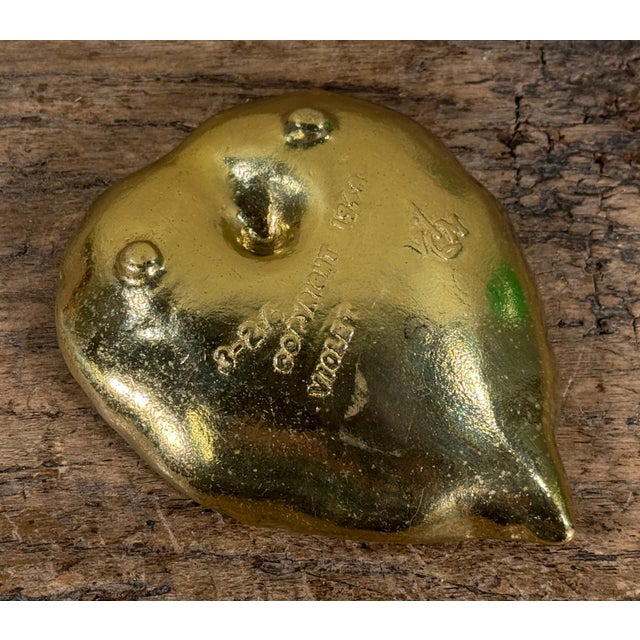 Virginia Metalcrafters Solid Brass Leaf Catchalls, Lotus, Violet & Chrysanthemum - Set of 3 For Sale - Image 11 of 17