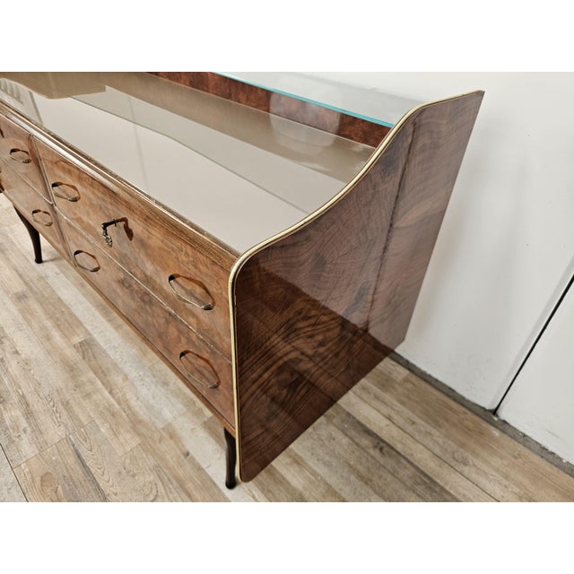 Walnut Burl Chest of Drawers with Double Glass Top, 1950 For Sale - Image 4 of 18