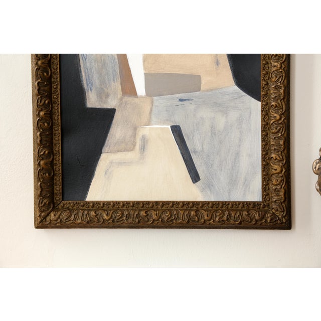 Wood Original Framed Abstract Painting in Antique Gold Frame For Sale - Image 7 of 13