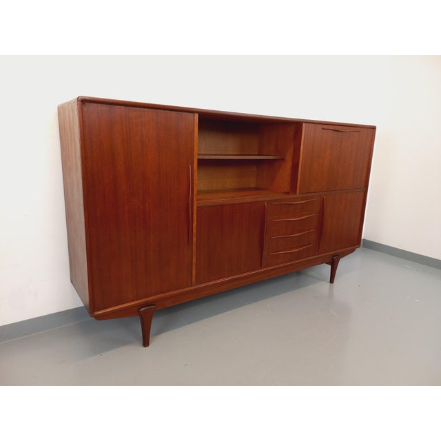 Vintage Scandinavian High Sideboard in Teak, 1960s For Sale - Image 4 of 18