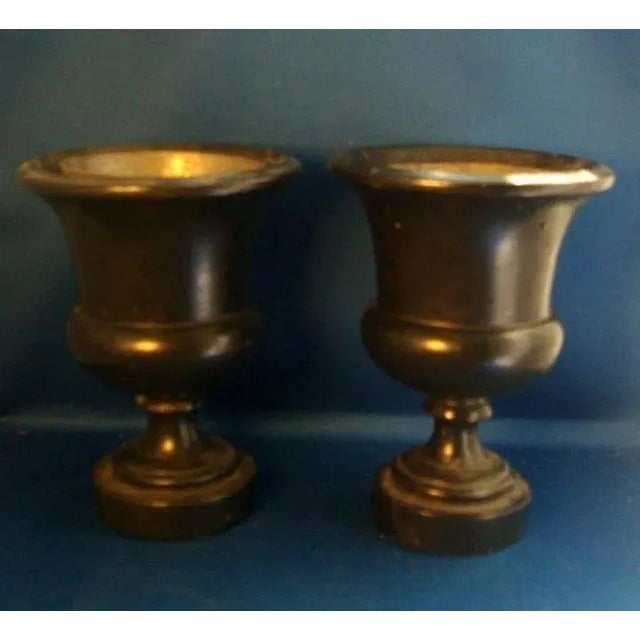 Early 19th Century Neoclassical English Regency Treen Ebonized Wood Urn Vases - A Pair For Sale - Image 4 of 11
