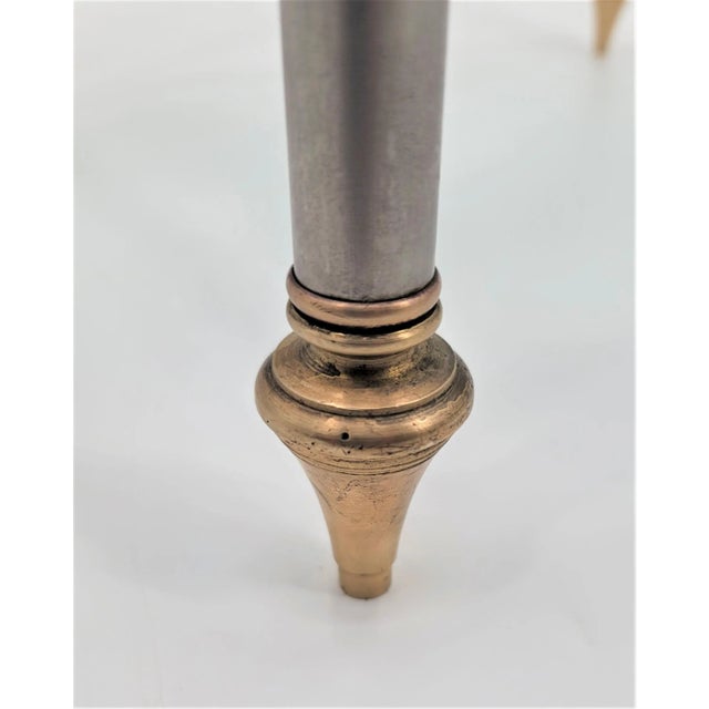 Mid 20th Century Maison Jansen Style Steel and Brass 2-Tier Glass Side Table For Sale In Washington DC - Image 6 of 8