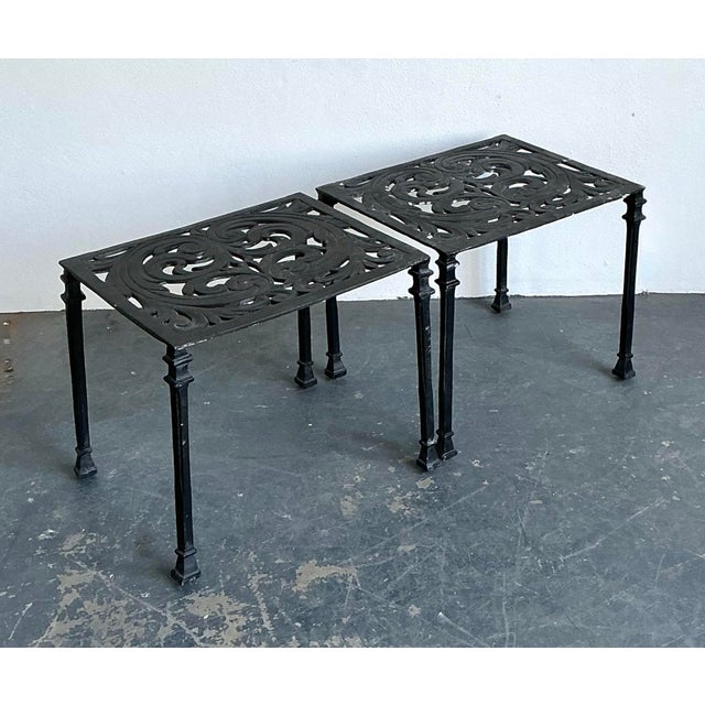 Black Vintage Wrought Iron Side Tables - A Pair For Sale - Image 8 of 12