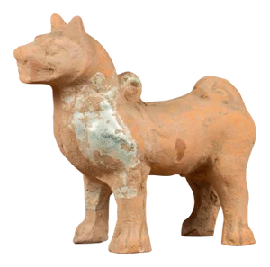 Chinese Han Dynasty Terracotta Dog Mingqi Sculpture, circa 202 BC-200 AD