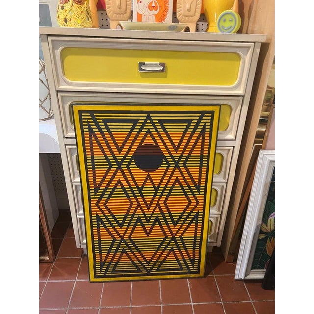 Textile Post Modern Abstract Geometric Painting in the Style of Keith Haring For Sale - Image 7 of 18