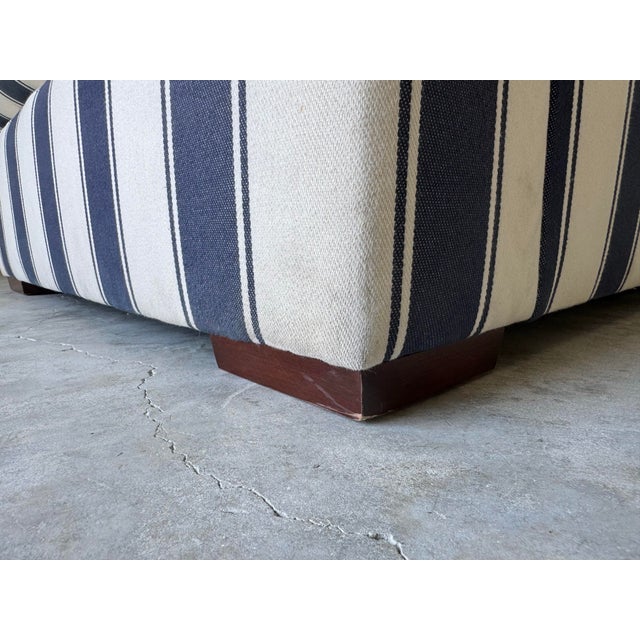 Ralph Lauren Striped Upholstered Arm Lounge Chairs – Pair For Sale - Image 10 of 12