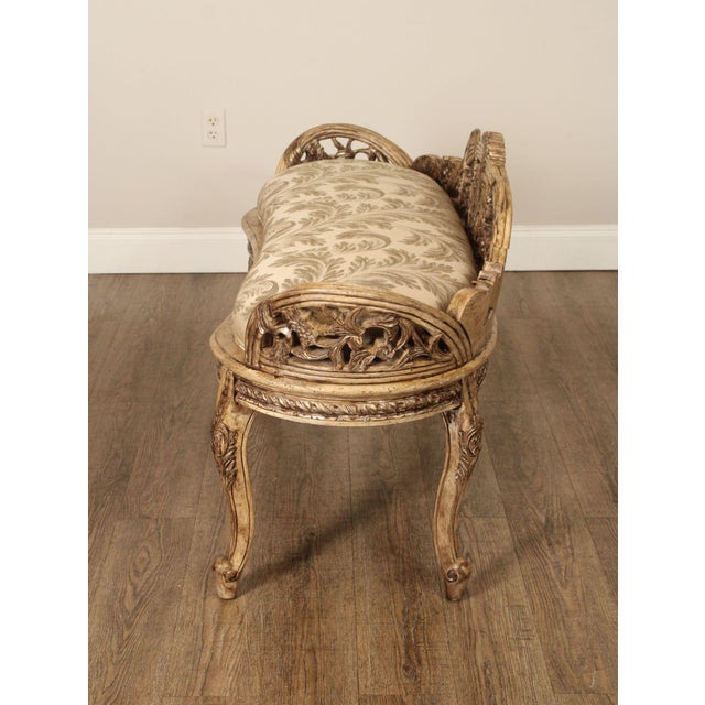 Late 20th Century Italian Rococo Style Antiqued Window Bench For Sale - Image 14 of 18