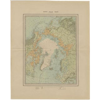 Antique Map of the North Pole by Johnston, 1882 For Sale