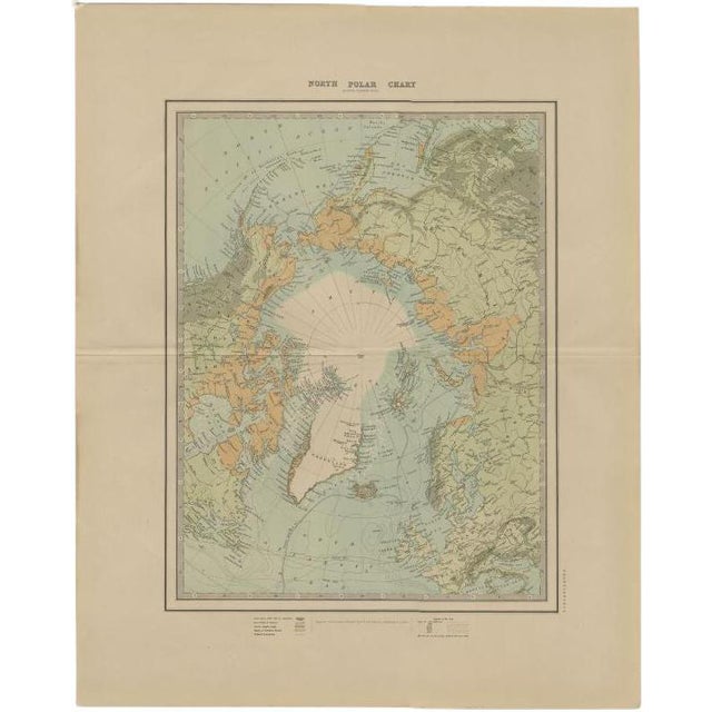 Antique Map of the North Pole by Johnston, 1882 For Sale