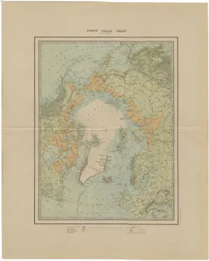 Antique Map of the North Pole by Johnston, 1882