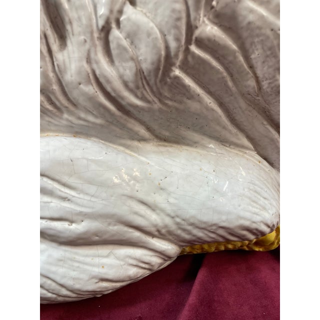 1960s Pelican Vintage Coastal Italian Ceramic Low Stool Table Terracotta For Sale - Image 11 of 12