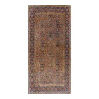 1750s Salmon Harshang Antique n.e. Persian Khorassan Rug 7'6'' X 16 Handknotted Wool Carpet For Sale
