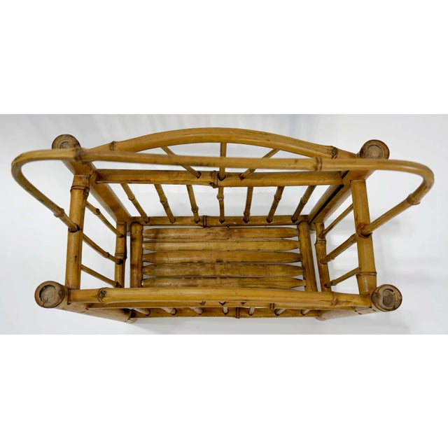 Brown Vintage Mid-Century Rattan Magazine Holder For Sale - Image 8 of 9