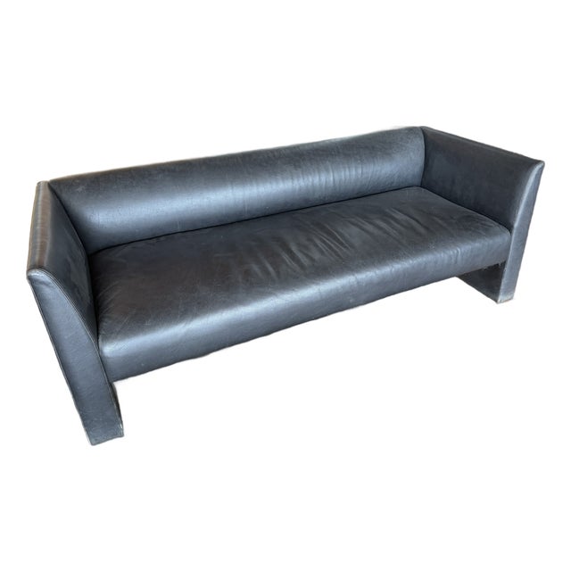 Gary Lee for Niedermeier Black Leather Architectural Sofa, Mid-1990s For Sale