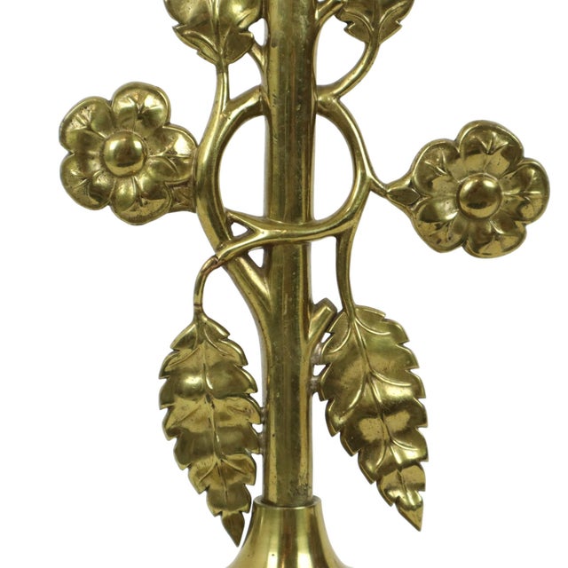 Art Nouveau Style Floral Table Lamp in Brass, 1950s For Sale - Image 10 of 16