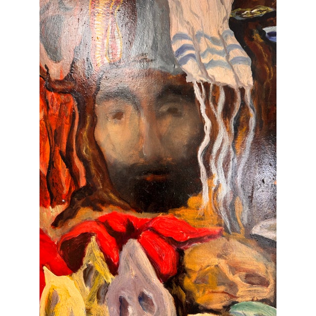 1990s 1992 Arge Surrealist Figural Painting by Lanzkron – Oil on Canvas For Sale - Image 5 of 9