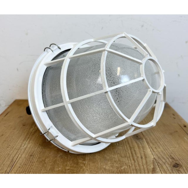 Industrial White Factory Light with Plastic Grid from Elektrosvit, 1990s For Sale - Image 13 of 17