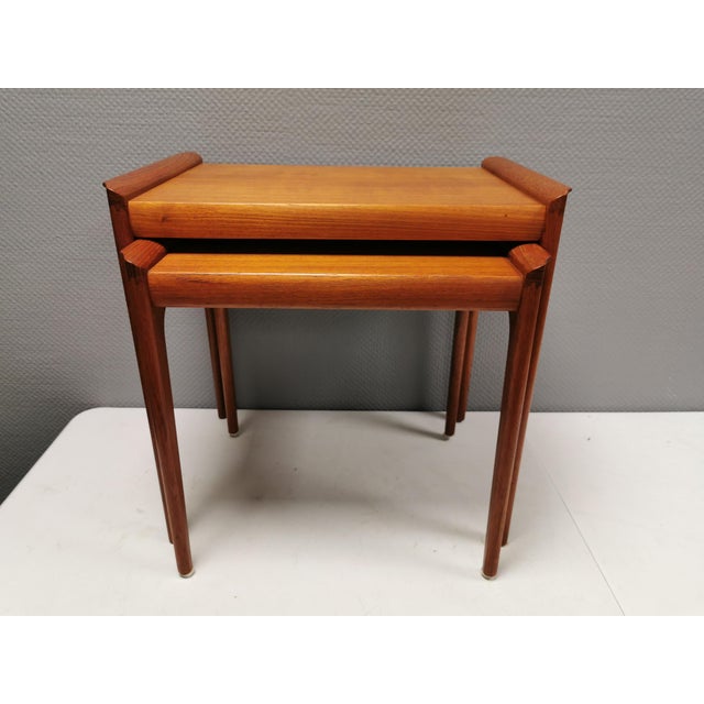Nesting Tables in Veneered and Teak Wood with Tap Joints and ‘Edge from Heltborg Møbler, Denmark, 1960s, Set of 2 For Sale - Image 11 of 11