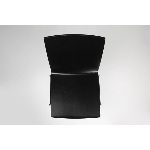 Vintage Black Chair with Wooden Seat, Belgium, 2000s For Sale - Image 9 of 11