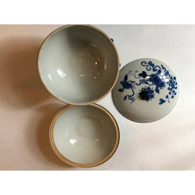 Ceramic 19th Century Chinese Blue & White Hot Water Dish With Liner For Sale - Image 7 of 12