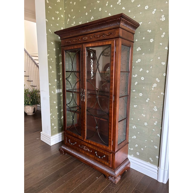 American Solid Mahogany Two Door Display Cabinet For Sale - Image 3 of 6