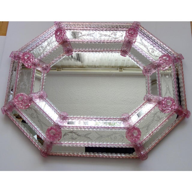 Glass Antique Murano Floral Mirror, 1930s For Sale - Image 7 of 10