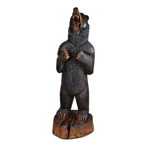 Life Size 6 Foot Handcrafted Wood Carved Black Bear Sculpture