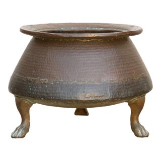 Large Antique English Copper Cauldron For Sale