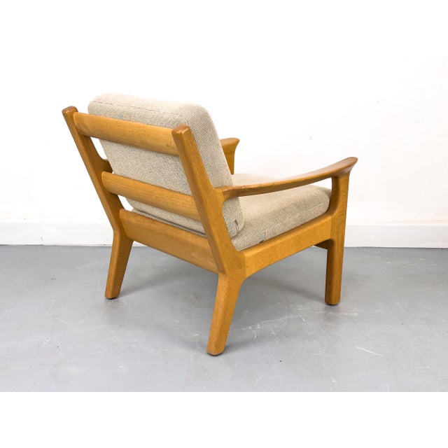 Tan Set of Danish Lounge Chair and Ottoman in Oak by Juul Kristensen, 1970s For Sale - Image 8 of 18