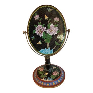 Chinese Cloisonne Vanity Mirror, Reversible, 1920-30's For Sale