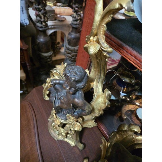 Antique French Chenets With Cherubs For Sale - Image 4 of 10