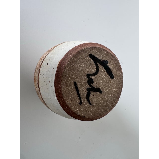 Brown Vintage Organic Studio Art Pottery Vase, Signed For Sale - Image 8 of 11