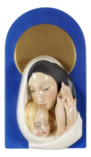 Madonna and Child in Glazed Ceramic attributed to O. Maraini for Lenci, Italy, 1940s