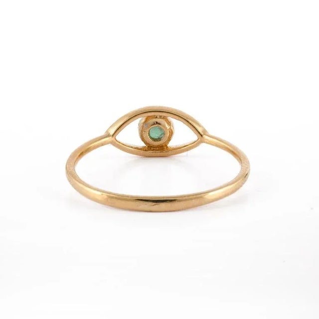 Dainty Emerald Evil Eye Stacking Ring Size 7 (All Sizes Available) For Sale In New York - Image 6 of 7