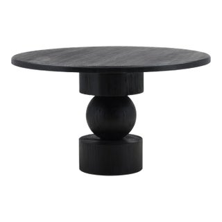 Modern Black Stack Pedestal Dining Table For Sale