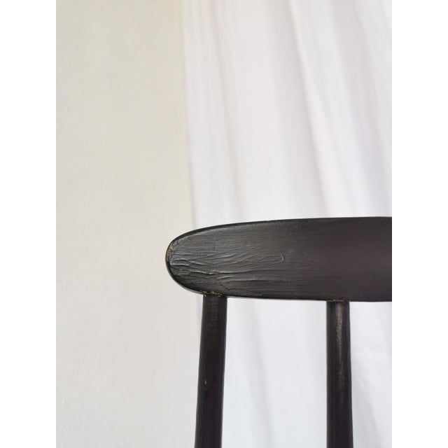 Vintage Scandinavian Black Beech Dining Chair in the style of Ilmari Tapiovaara, 1970s For Sale - Image 6 of 17