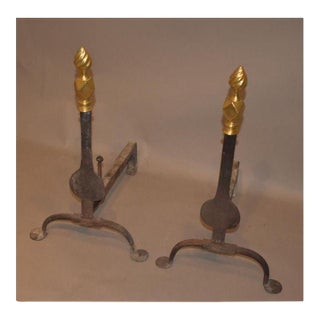 American Flametop Knife Blade Andirons of the 1740s For Sale