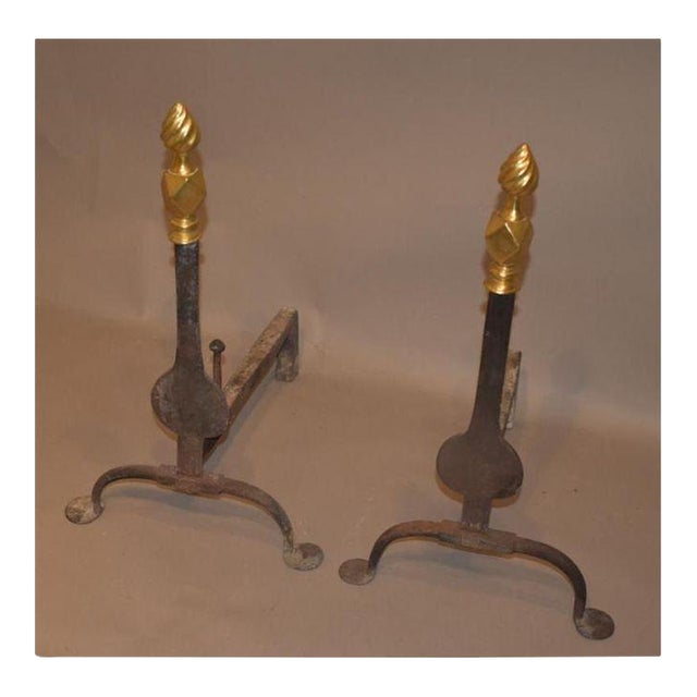 American Flametop Knife Blade Andirons of the 1740s For Sale