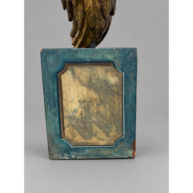 Mid 19th Century 19th Century, Italian Giltwood Winged Cherub Fragment on Faux Marbleized Base For Sale - Image 5 of 11